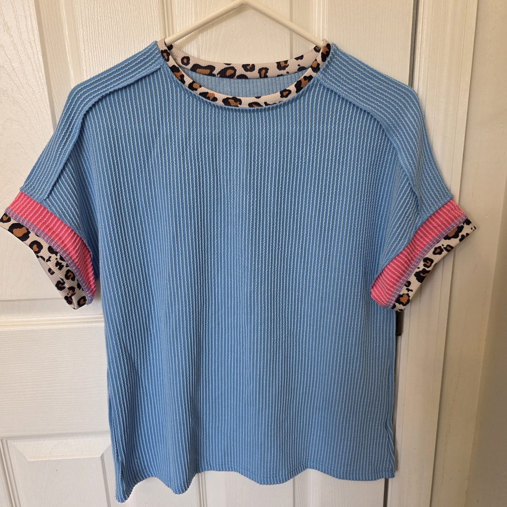 Blue and Pink Women's Top